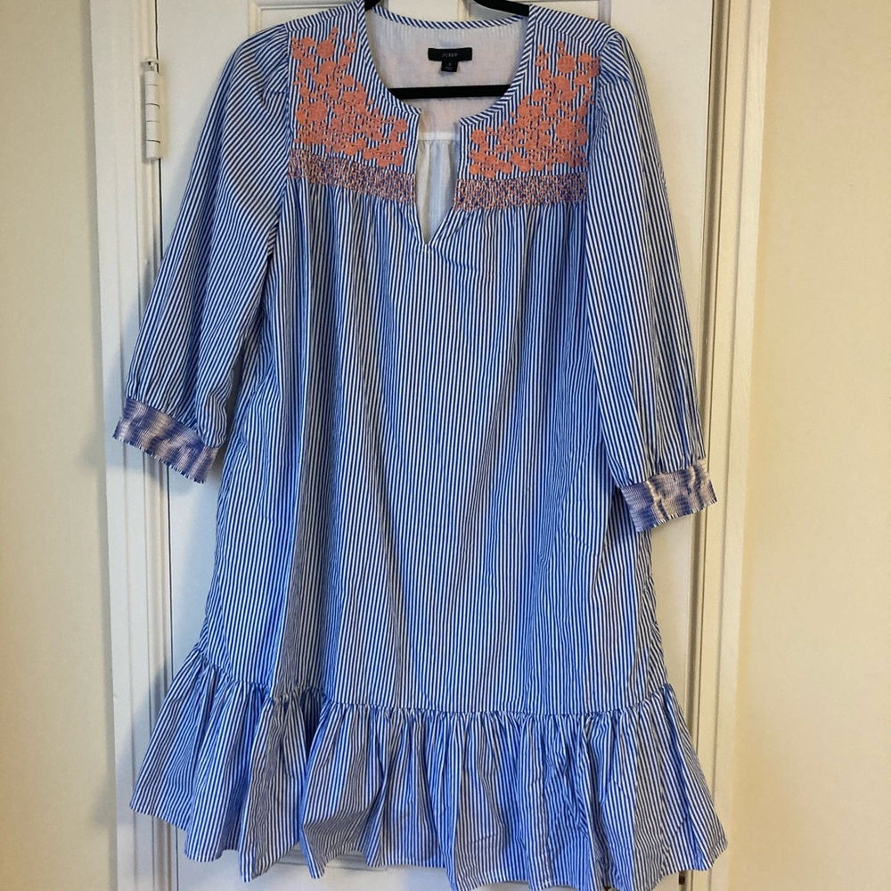 J crew striped embroidered dress - Picture 2 of 4